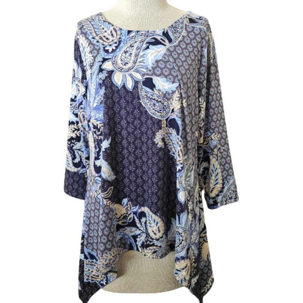 Blue Pasley Blouse Size Medium